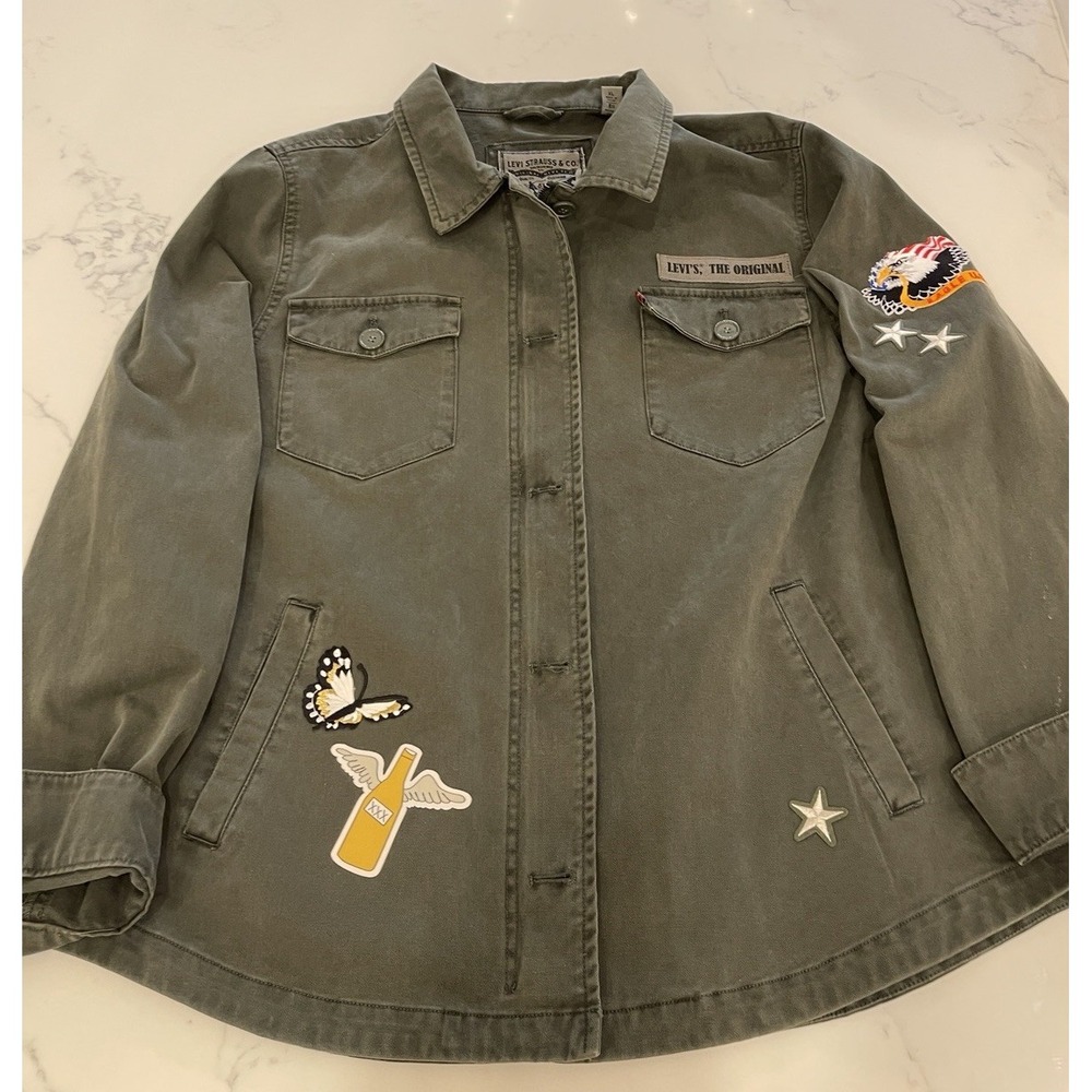 Levi's Military Army green Patch Utility Cotton Zip Up Jacket Size XL NEW $160